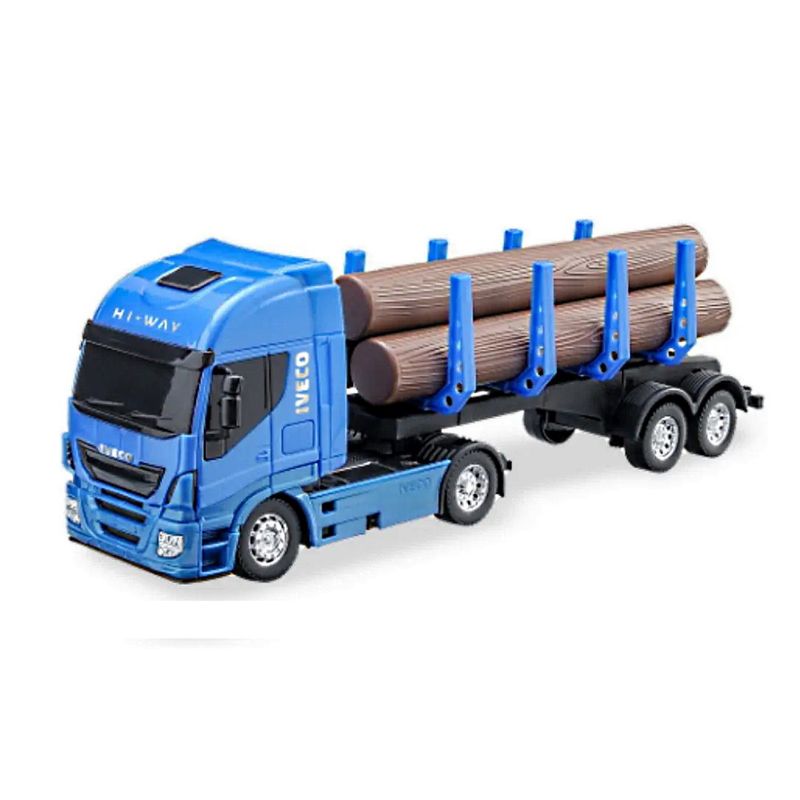 Caminhão de Brinquedo Iveco com Toras de Madeira 40cm Azul - Ri Happy